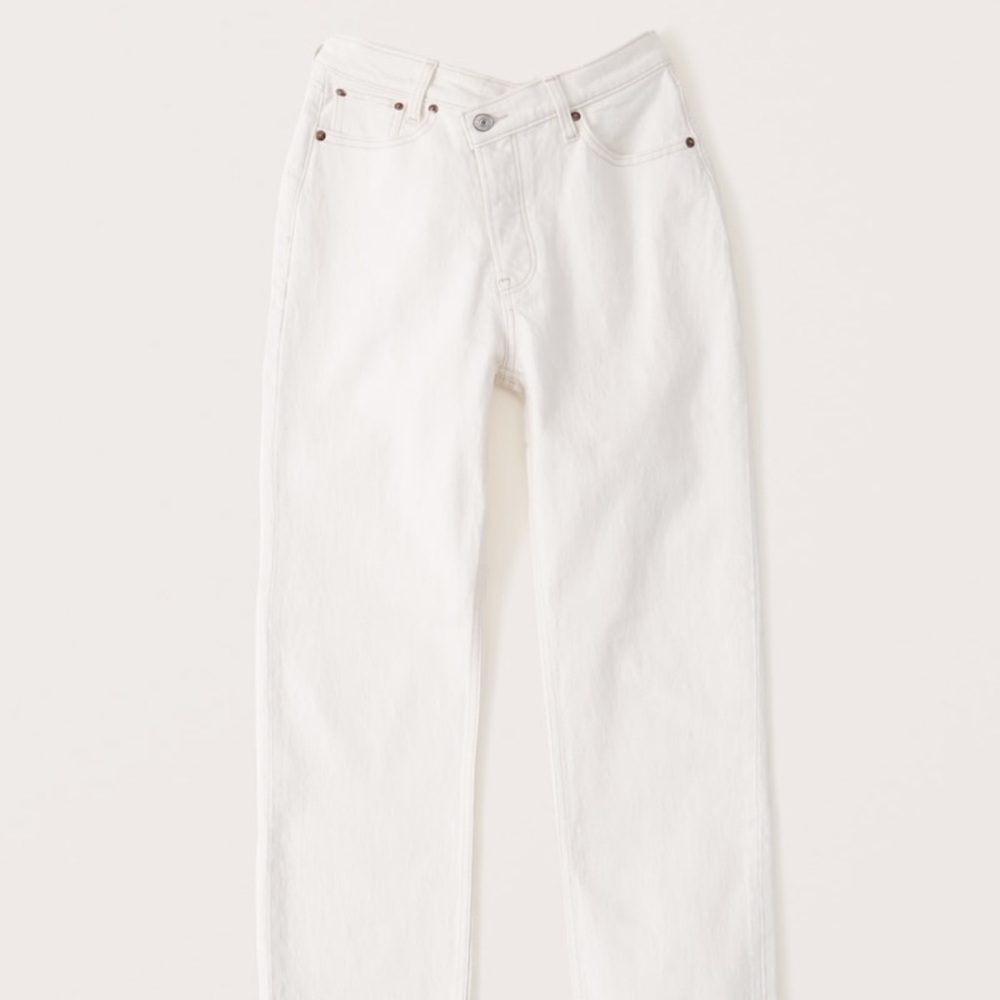 ❤️ Abercrombie High Rise Dad Jean Cream Long